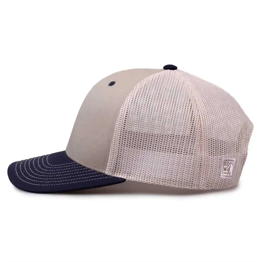 The Game Gb452e Everyday Trucker Cap Khaki Navy Stone Gray / 6 7/8’’ 7 5/8’’