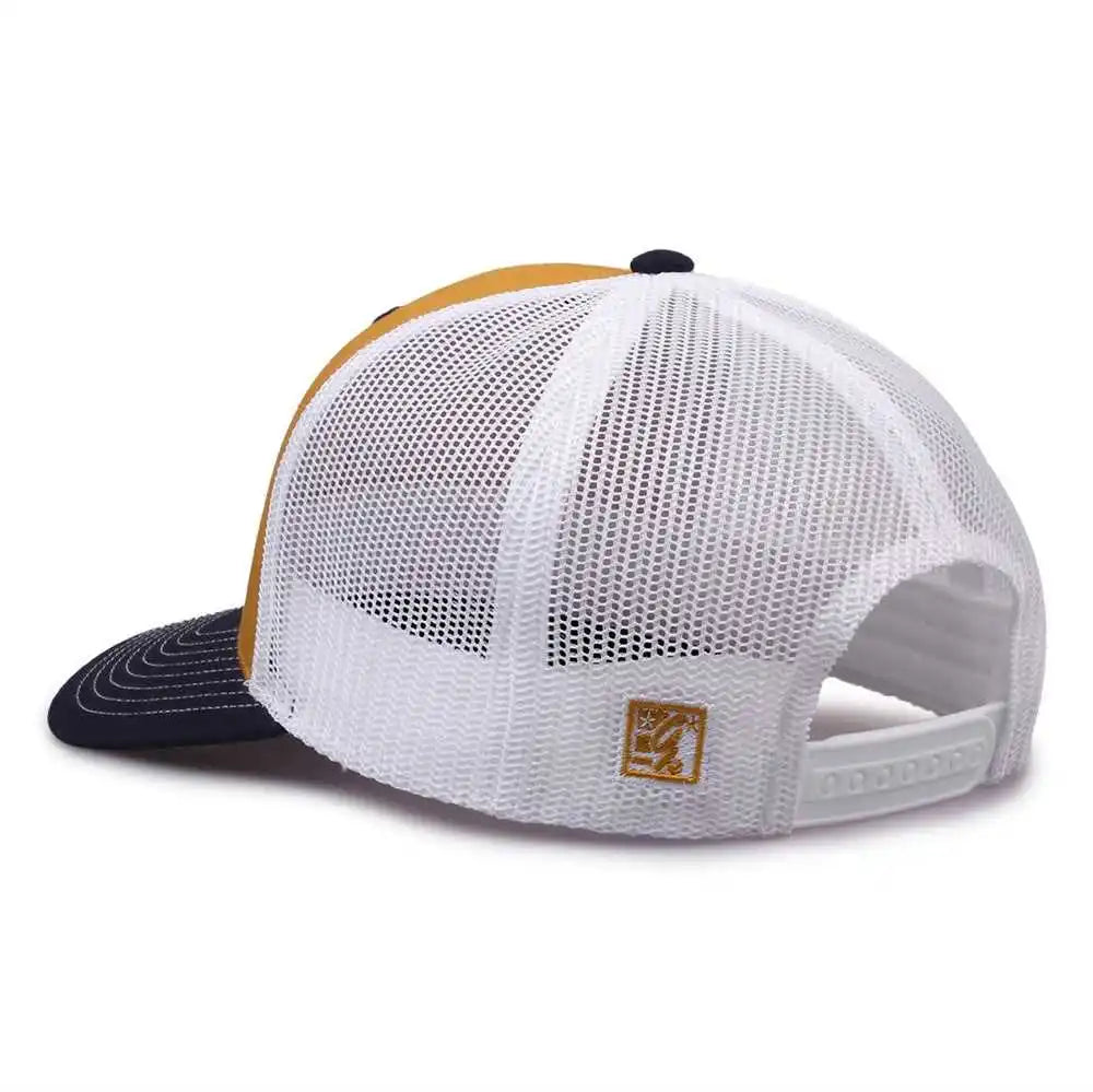 The Game Gb452e Everyday Trucker Cap - Mustard Navy White - Gold / 6 7/8’’ - 7 5/8’’