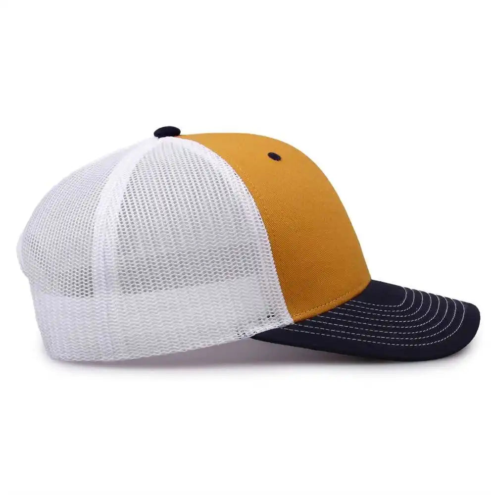The Game Gb452e Everyday Trucker Cap - Mustard Navy White - Gold / 6 7/8’’ - 7 5/8’’