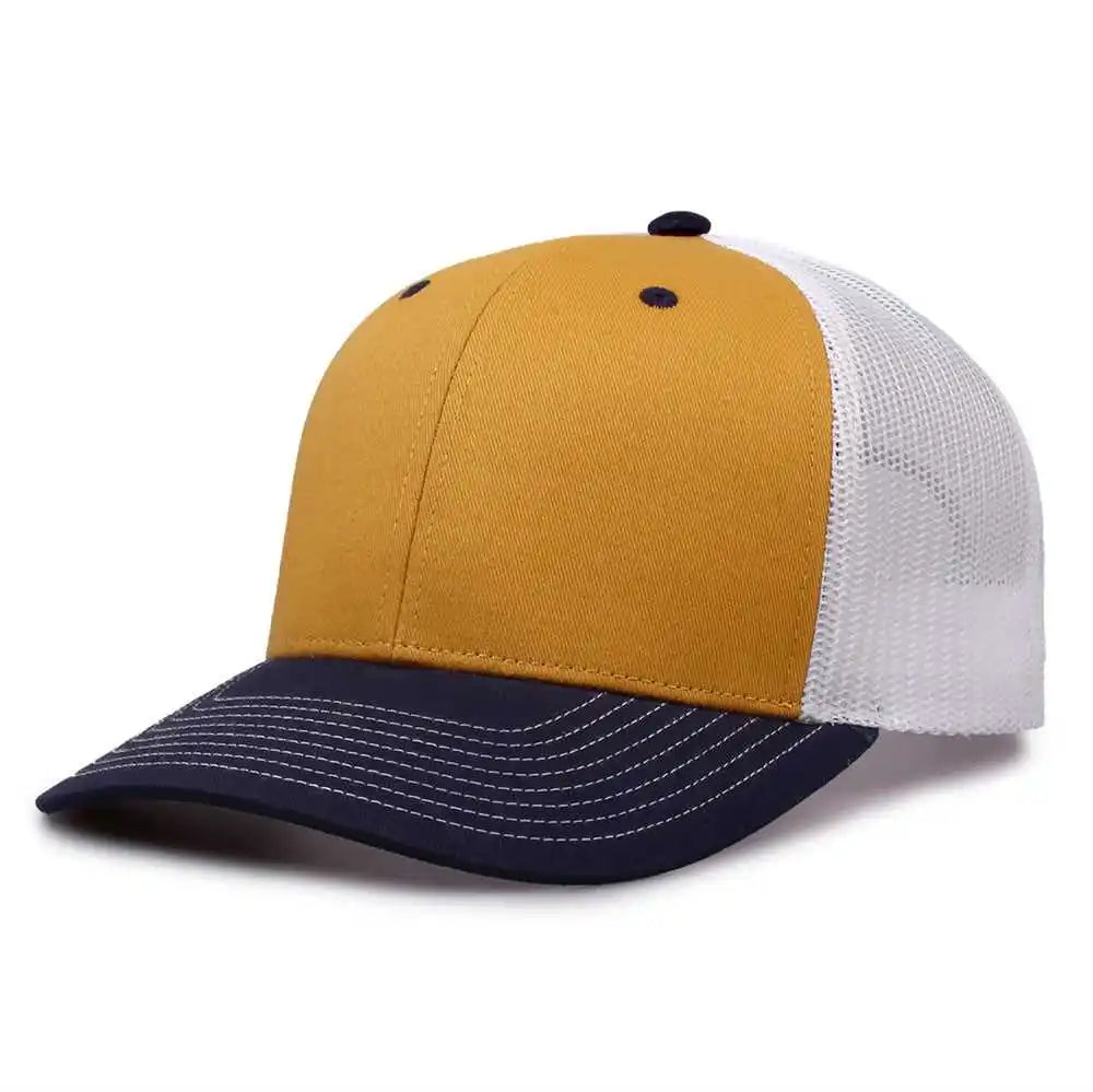The Game Gb452e Everyday Trucker Cap - Mustard Navy White - Gold / 6 7/8’’ - 7 5/8’’