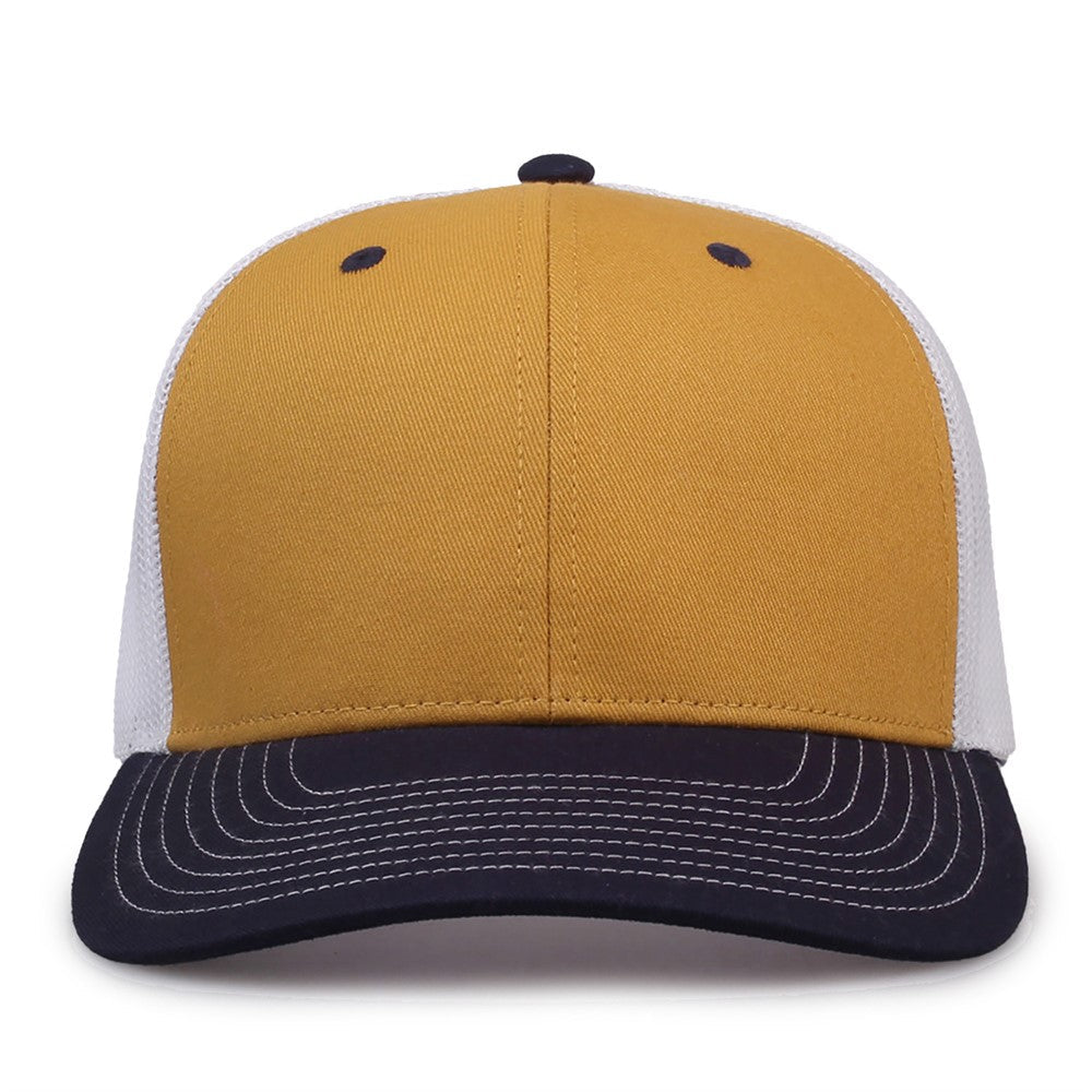 The Game Gb452e Everyday Trucker Cap - Mustard Navy White