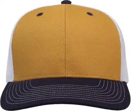 The Game Gb452e Everyday Trucker Cap - Mustard Yellow/ Navy/ White - 6 7/8’’ - 7 5/8’’