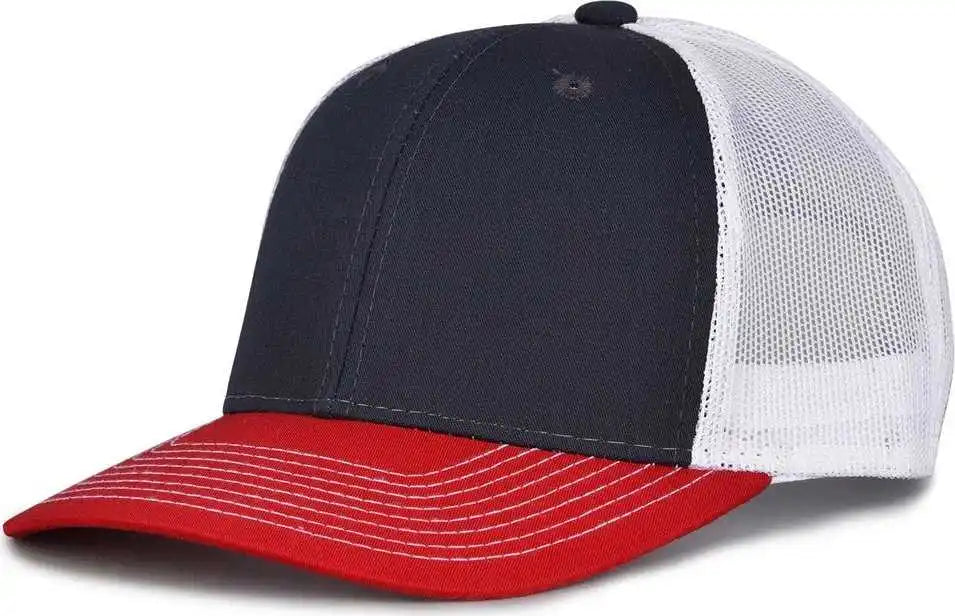 The Game Gb452e Everyday Trucker Cap - Navy Red - 6 7/8’’ - 7 5/8’’