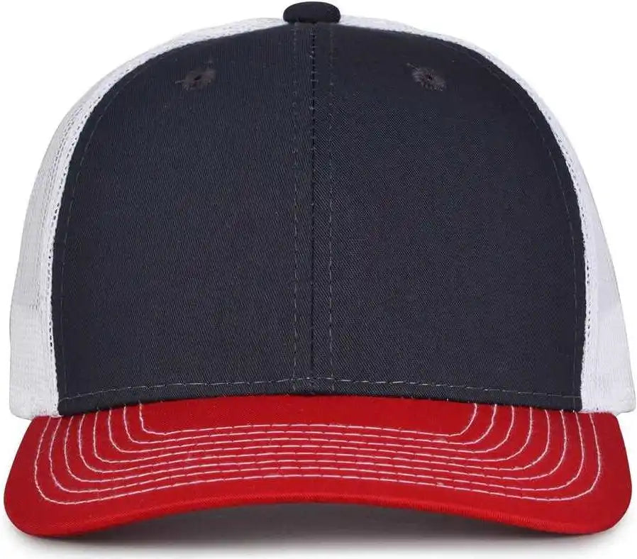 The Game Gb452e Everyday Trucker Cap - Navy Red - 6 7/8’’ - 7 5/8’’