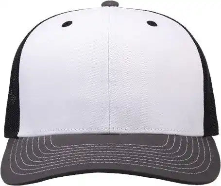 The Game Gb452e Everyday Trucker Cap - White/ Charcoal/ Black - 6 7/8’’ - 7 5/8’’