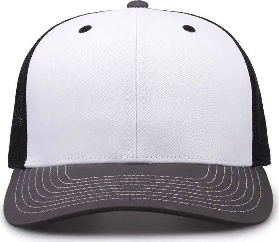 The Game Gb452e Everyday Trucker Cap - White Charcoal Black - 6 7/8’’ - 7 5/8’’