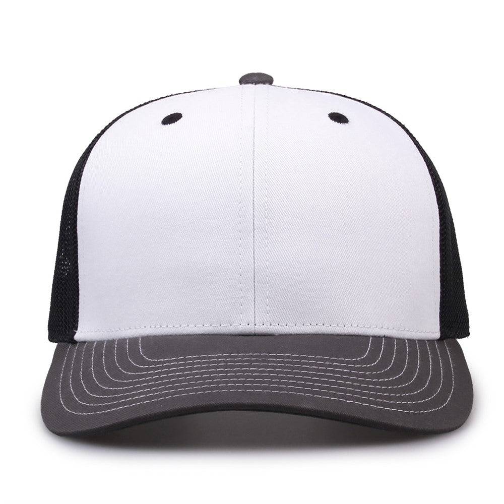 The Game Gb452e Everyday Trucker Cap - White Charcoal Black