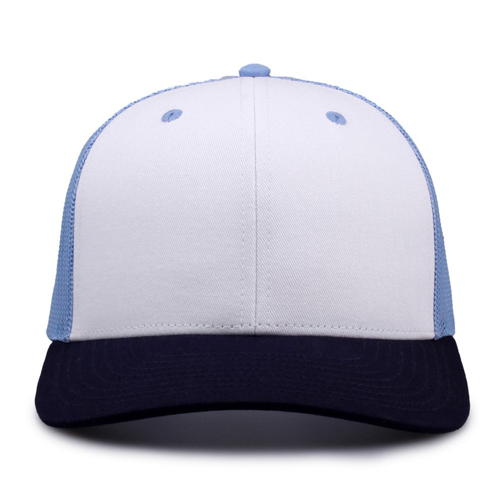 The Game Gb452e Everyday Trucker Cap - White Navy Columbia Blue
