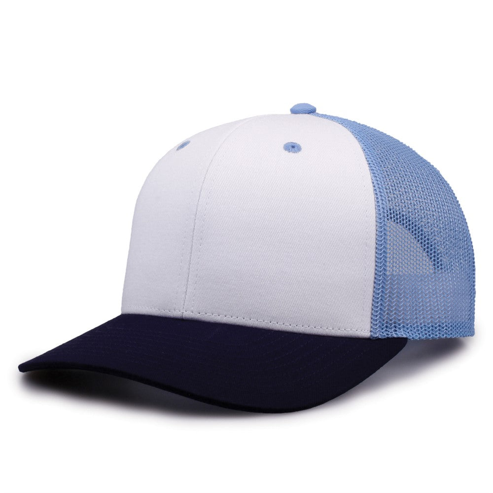The Game Gb452e Everyday Trucker Cap - White Navy Columbia Blue