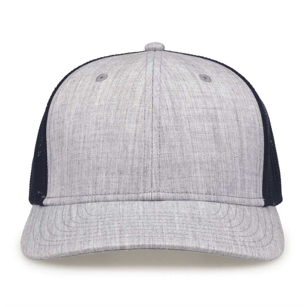 The Game Gb452h Heather Everyday Trucker Cap - Gray Navy