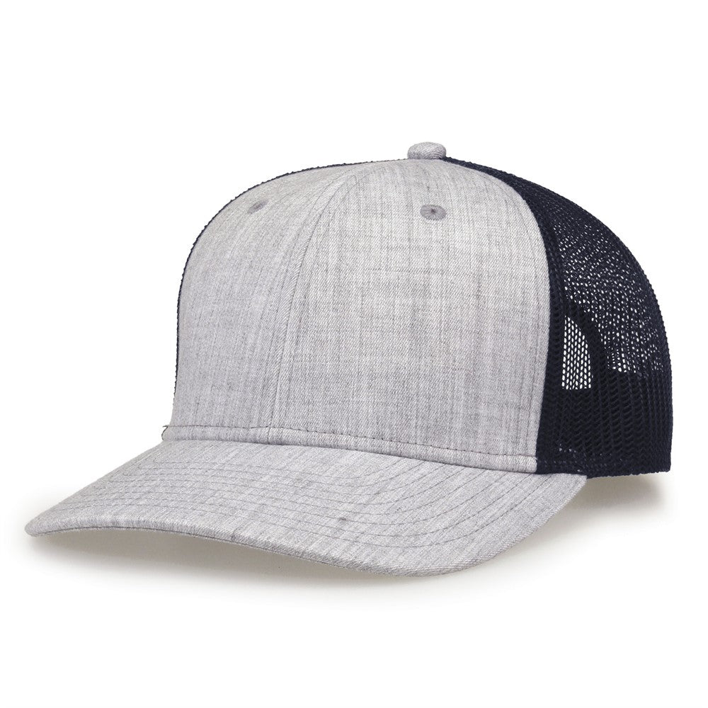 The Game Gb452h Heather Everyday Trucker Cap - Gray Navy