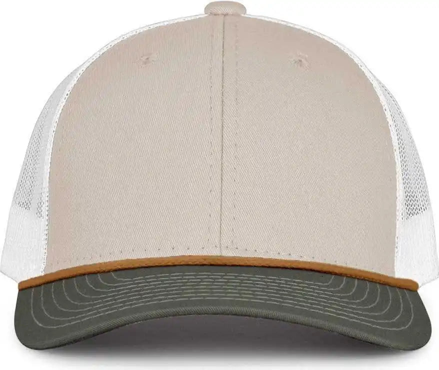The Game Gb452r Rope Everyday Trucker Cap Stone Light Olive White Gray / one Size Fits Most