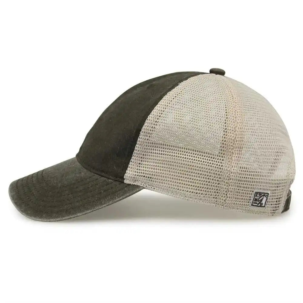 The Game Gb460 Pigment Dyed Twill &amp; Soft Trucker Cap Army Green Sand Olive / one Size Fits Most