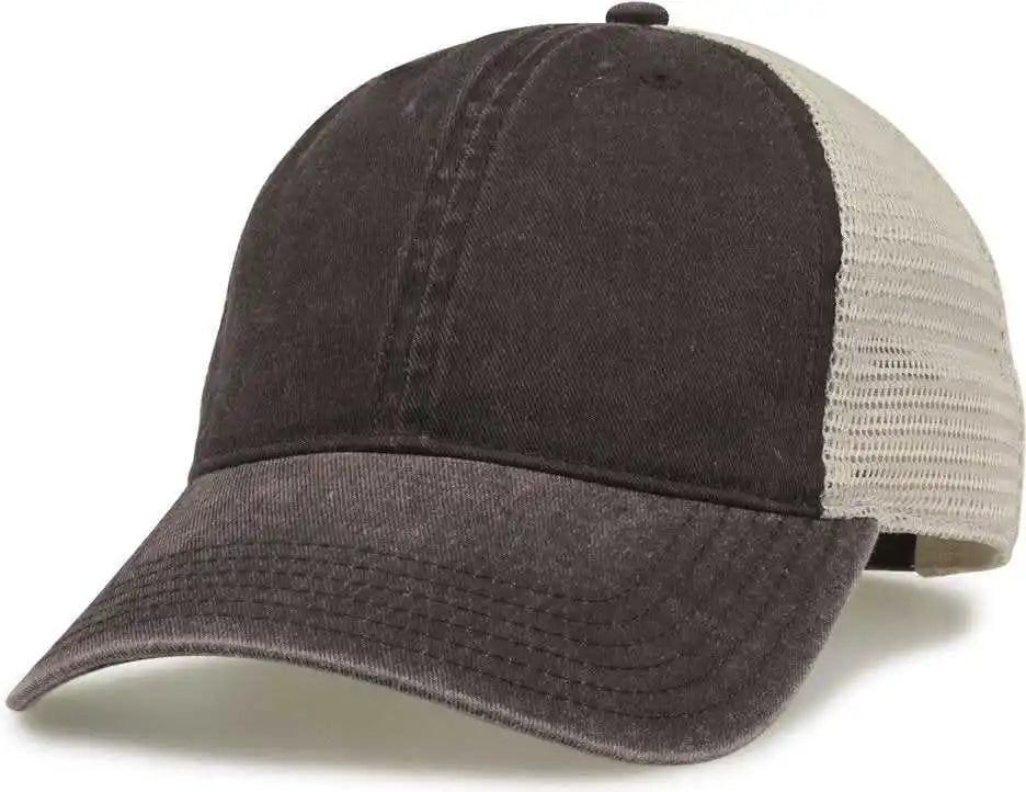The Game Gb460 Pigment Dyed Twill & Soft Trucker Cap Black Sand / one Size Fits Most