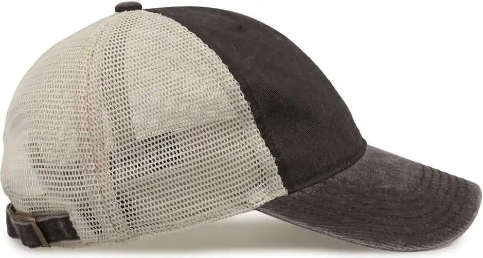 The Game Gb460 Pigment Dyed Twill & Soft Trucker Cap Black Sand / one Size Fits Most