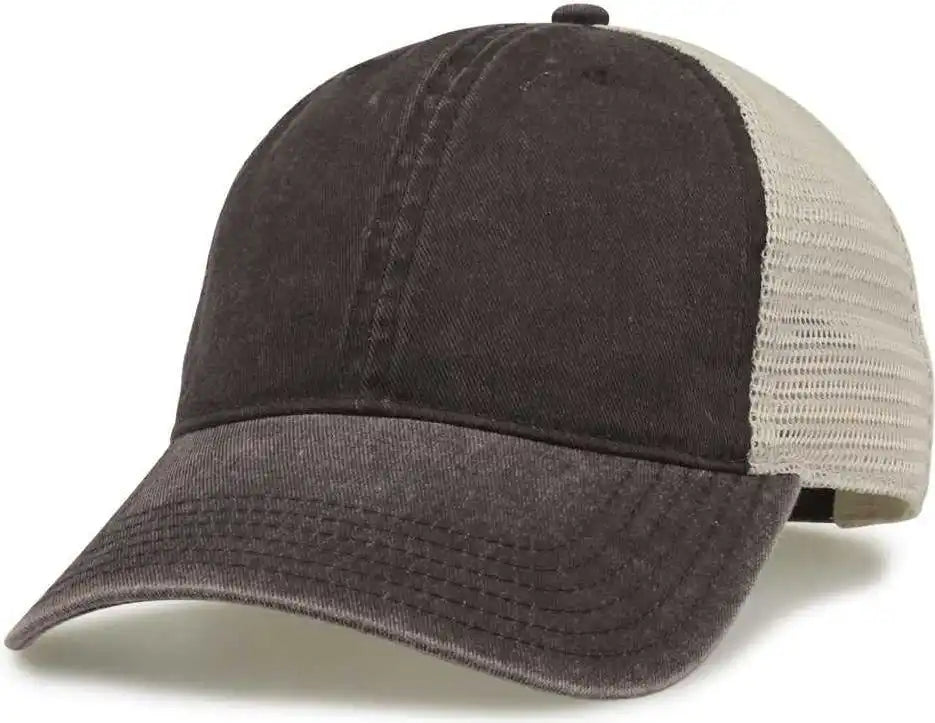 The Game Gb460 Pigment Dyed Twill & Soft Trucker Cap Black Sand / one Size Fits Most