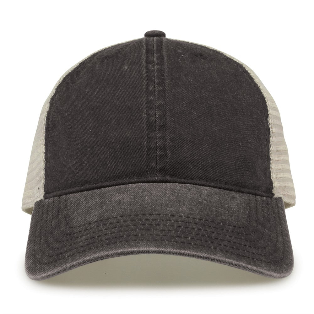 The Game Gb460 Pigment Dyed Twill & Soft Trucker Cap - Black