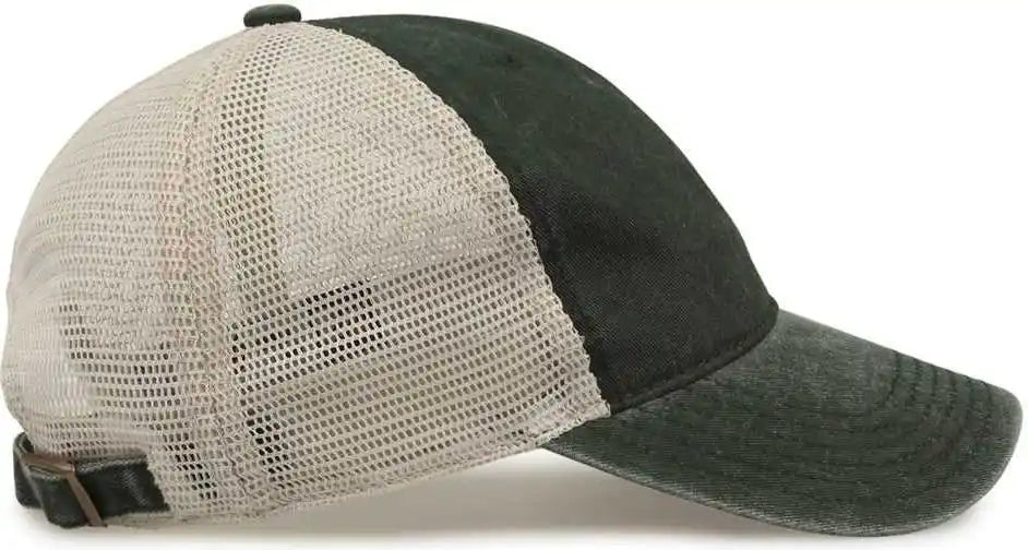 The Game Gb460 Pigment Dyed Twill & Soft Trucker Cap Bottle Green Sand Forest / one Size Fits Most