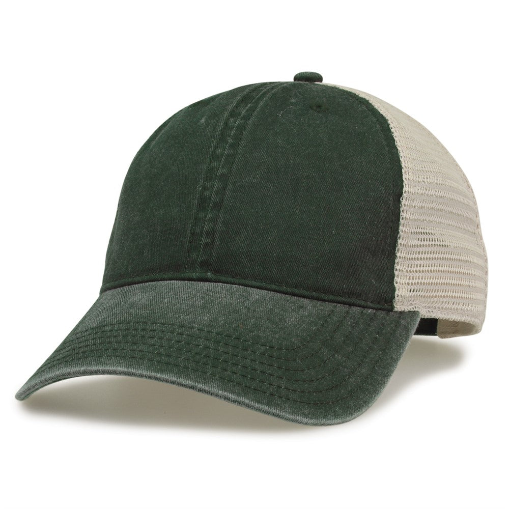 The Game Gb460 Pigment Dyed Twill & Soft Trucker Cap - Bottle Green