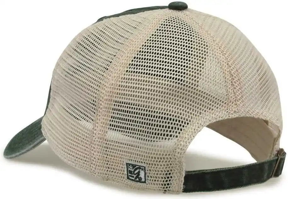 The Game Gb460 Pigment Dyed Twill & Soft Trucker Cap Bottle Green Sand Forest / one Size Fits Most