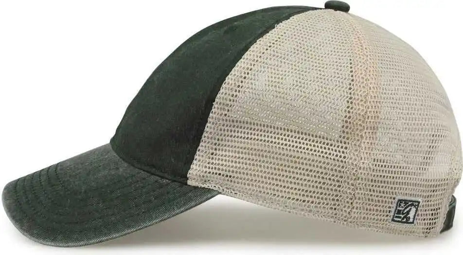 The Game Gb460 Pigment Dyed Twill & Soft Trucker Cap Bottle Green Sand Forest / one Size Fits Most