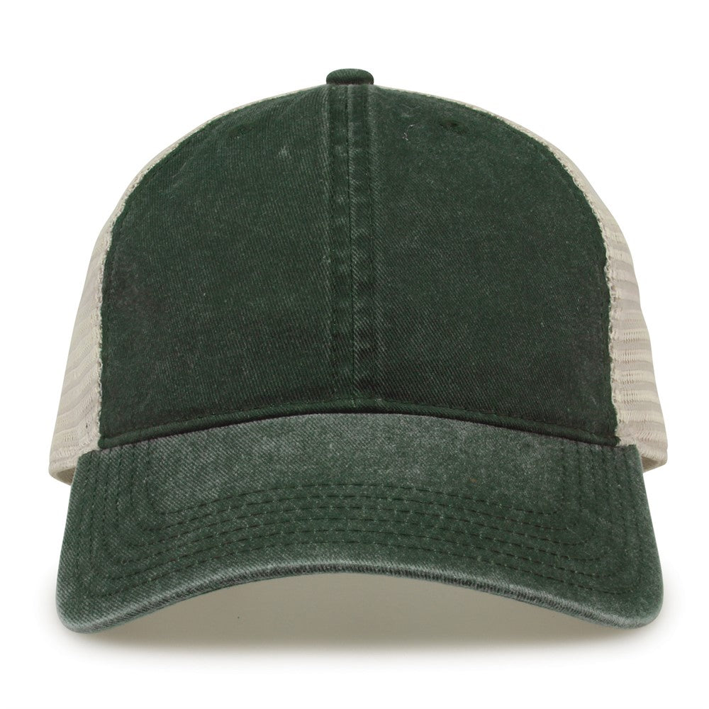 The Game Gb460 Pigment Dyed Twill & Soft Trucker Cap - Bottle Green
