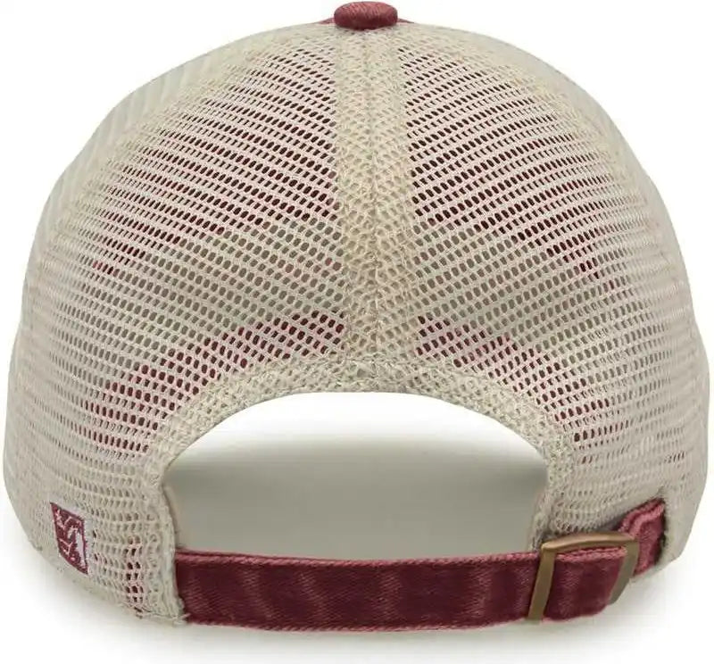 The Game Gb460 Pigment Dyed Twill & Soft Trucker Cap Dark Maroon Sand / one Size Fits Most