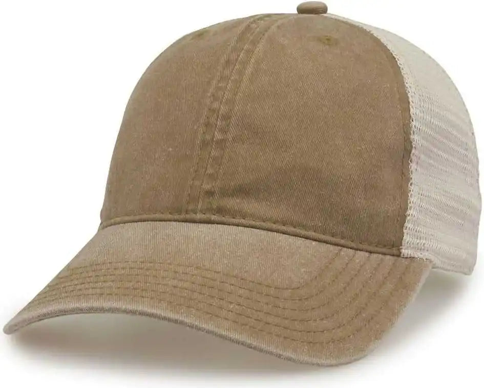 The Game Gb460 Pigment Dyed Twill & Soft Trucker Cap Kahki Sand / one Size Fits Most