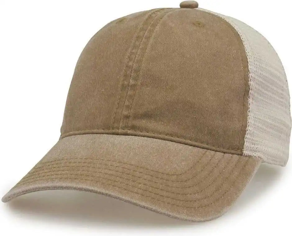 The Game Gb460 Pigment Dyed Twill & Soft Trucker Cap Kahki Sand / one Size Fits Most