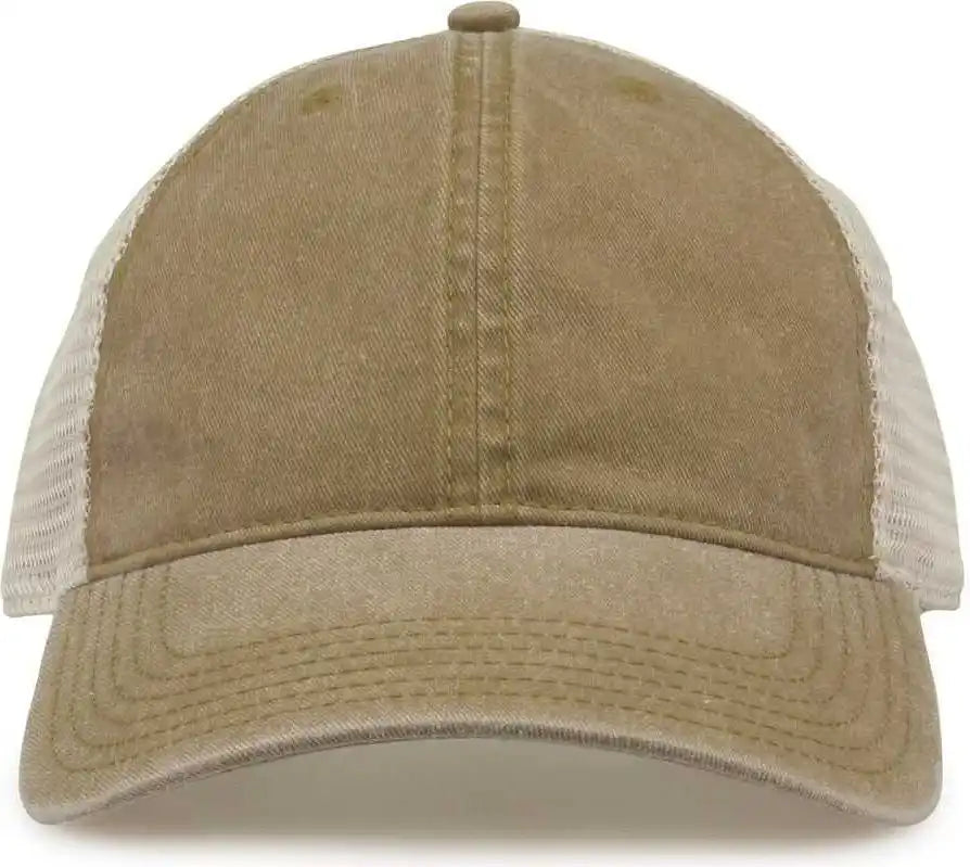 The Game Gb460 Pigment Dyed Twill & Soft Trucker Cap Kahki Sand / one Size Fits Most