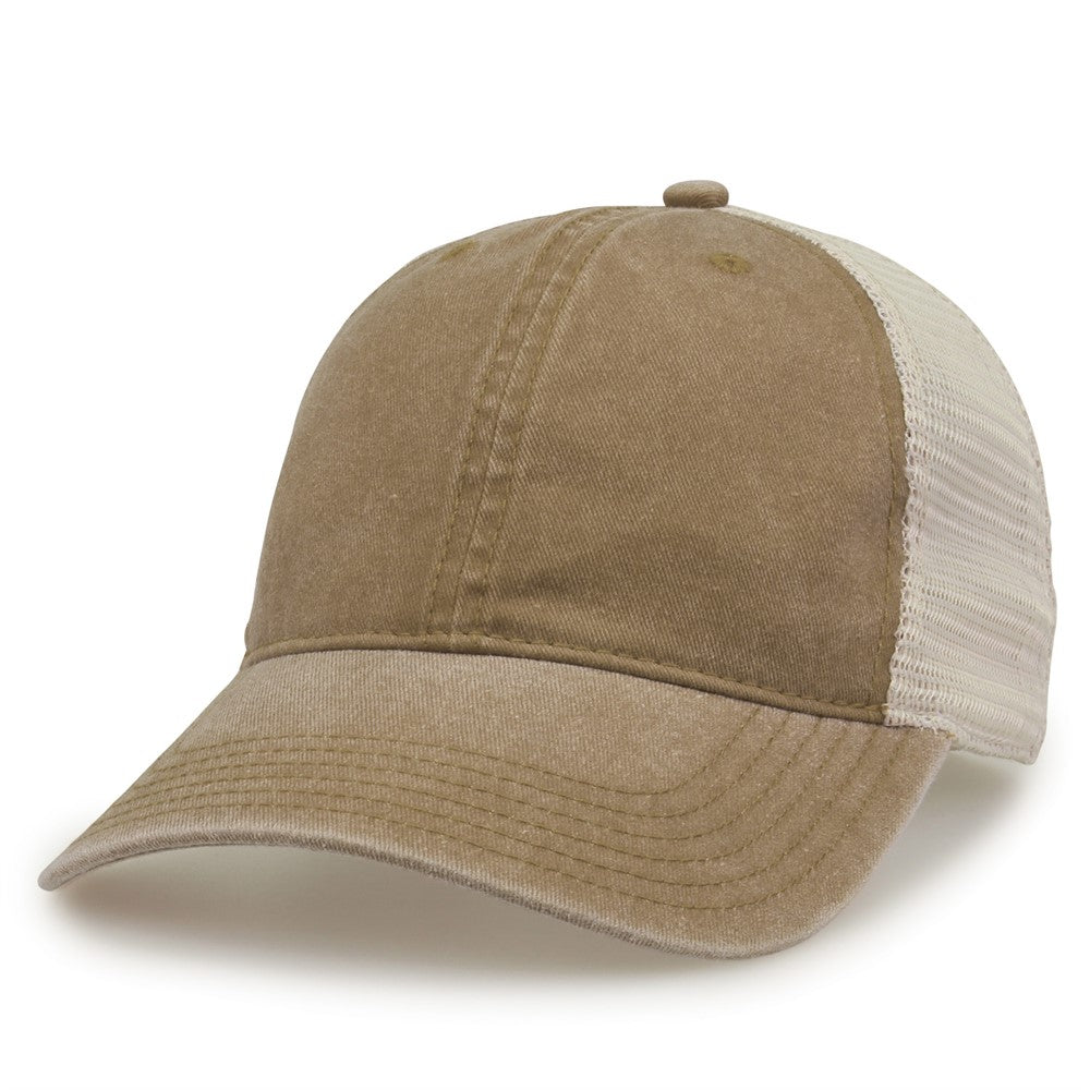 The Game Gb460 Pigment Dyed Twill & Soft Trucker Cap - Khaki