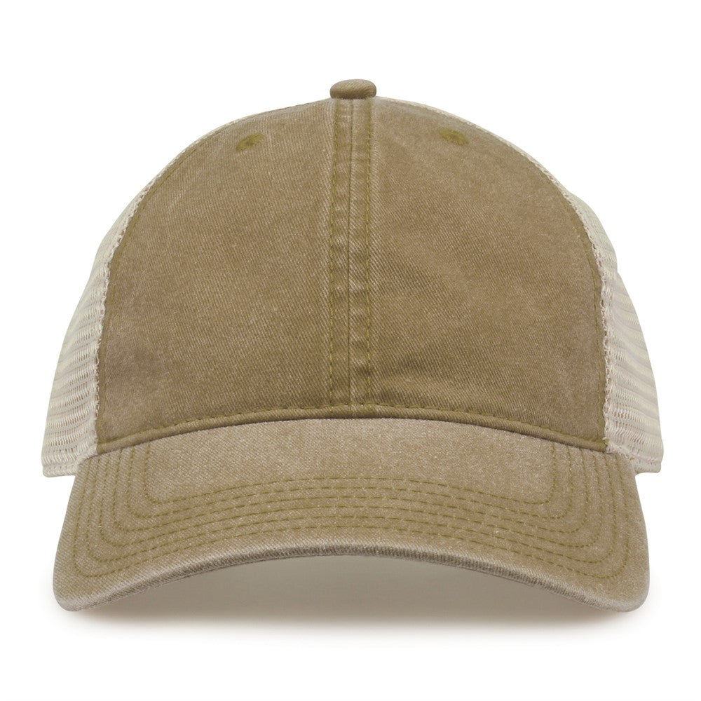 The Game Gb460 Pigment Dyed Twill & Soft Trucker Cap - Khaki