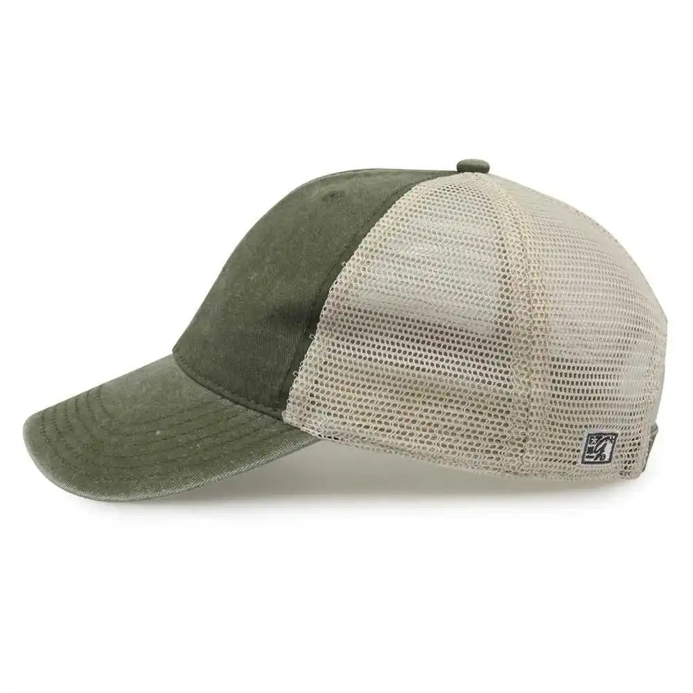 The Game Gb460 Pigment Dyed Twill & Soft Trucker Cap Light Olive Sand / one Size Fits Most