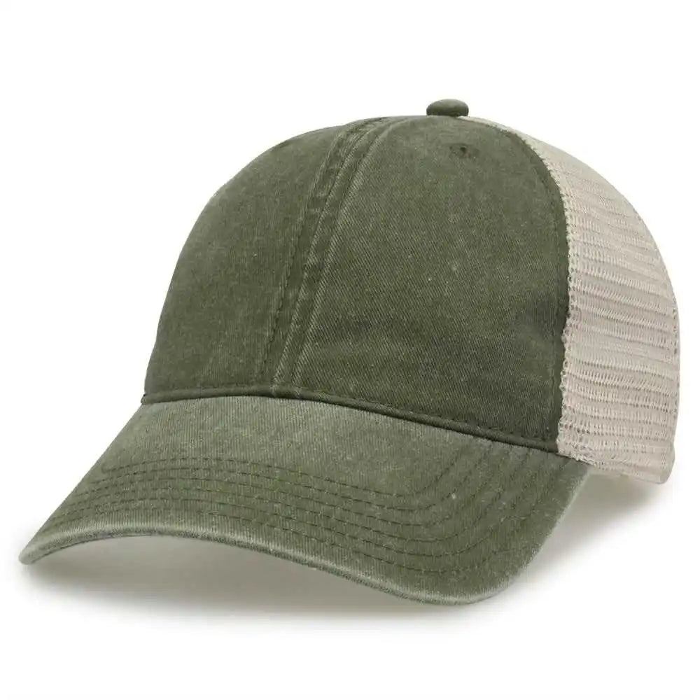 The Game Gb460 Pigment Dyed Twill & Soft Trucker Cap Light Olive Sand / one Size Fits Most
