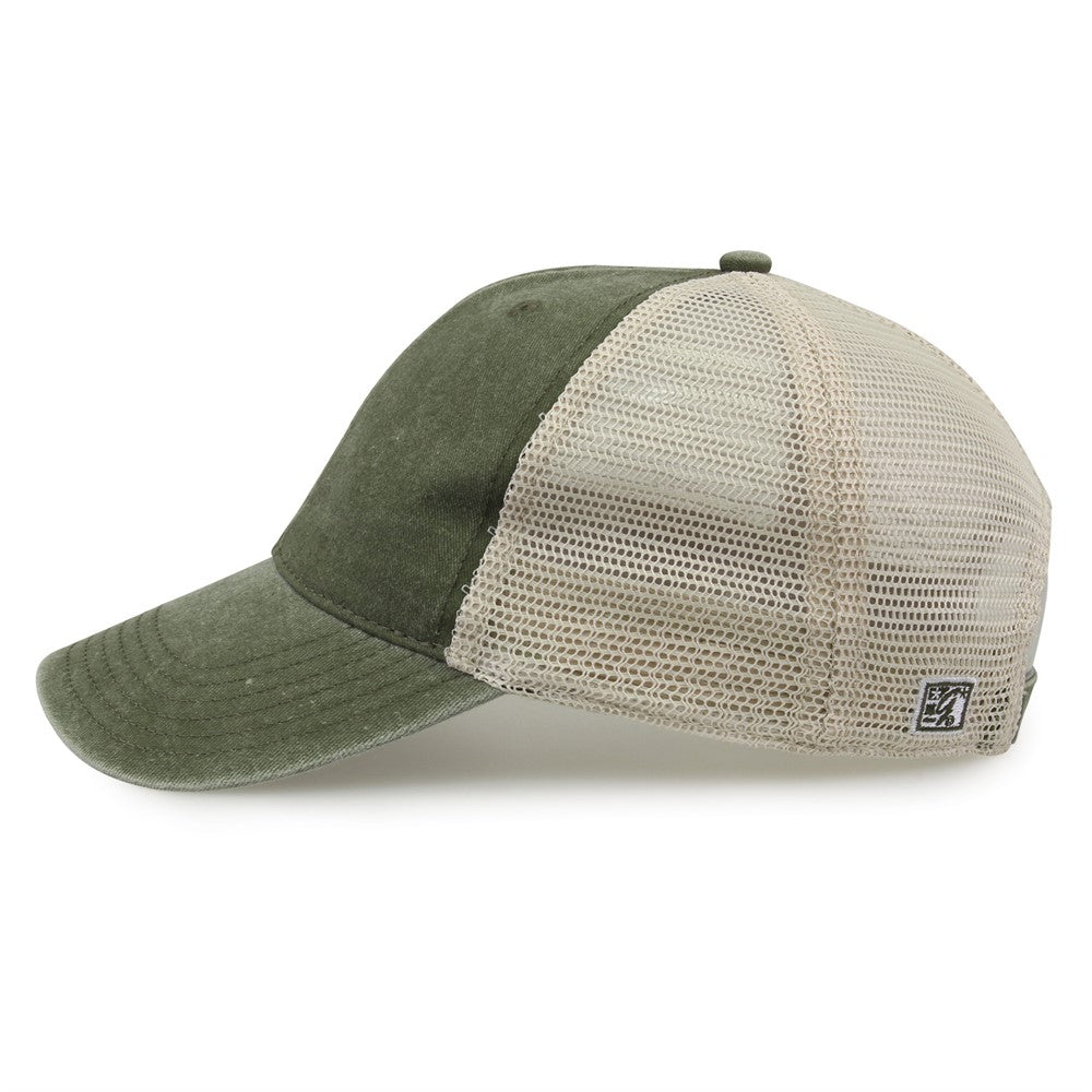 The Game Gb460 Pigment Dyed Twill & Soft Trucker Cap - Light Olive