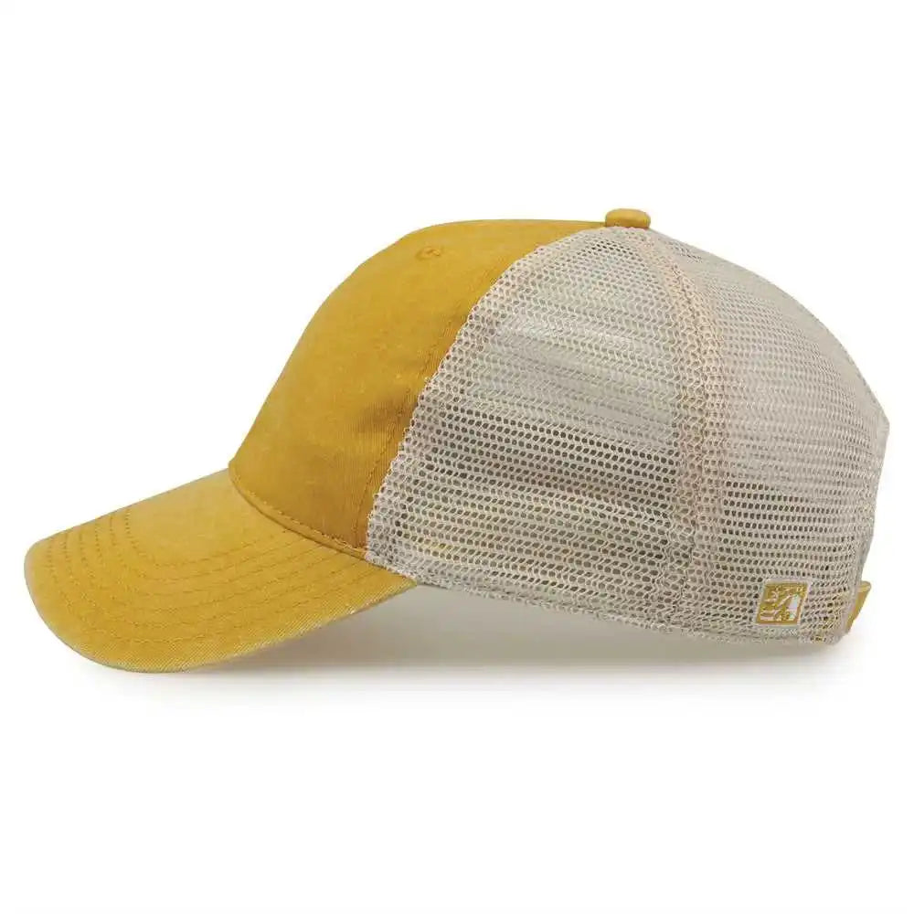 The Game Gb460 Pigment Dyed Twill &amp; Soft Trucker Cap Mustard Sand Gold / one Size Fits Most
