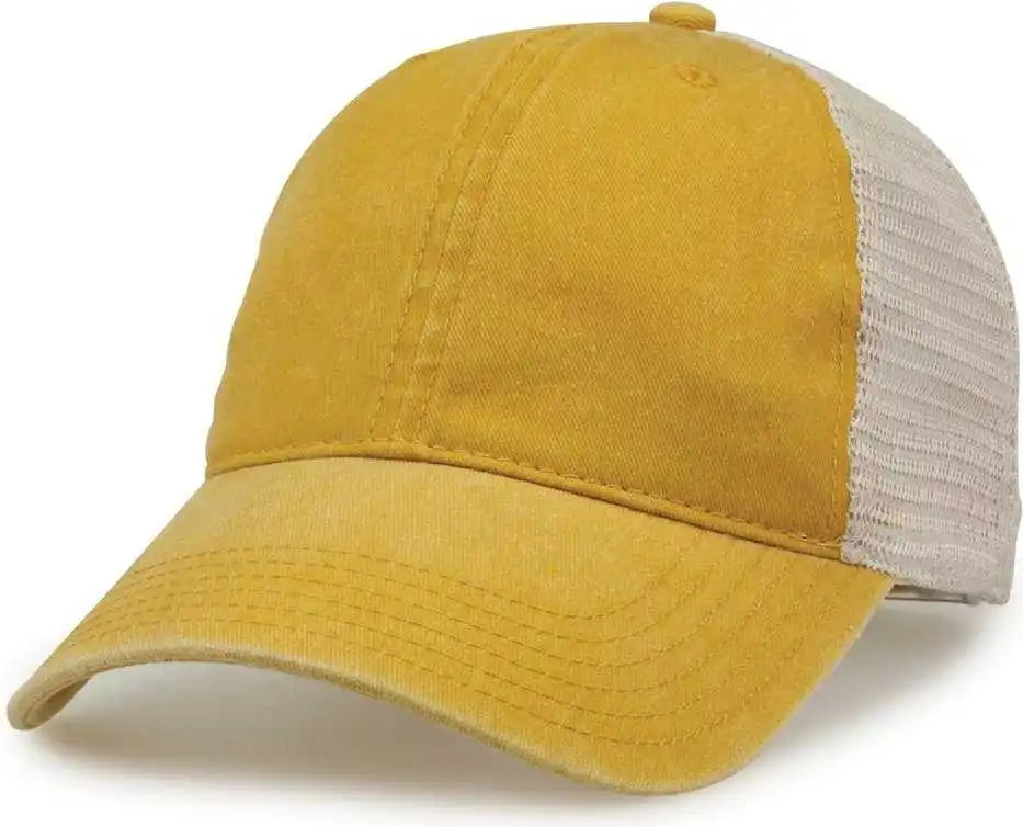 The Game Gb460 Pigment Dyed Twill & Soft Trucker Cap Mustard Sand Gold / one Size Fits Most
