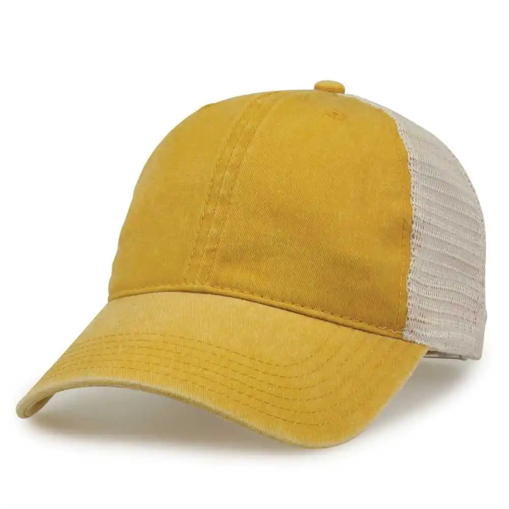 The Game Gb460 Pigment Dyed Twill &amp; Soft Trucker Cap Mustard Sand Gold / one Size Fits Most