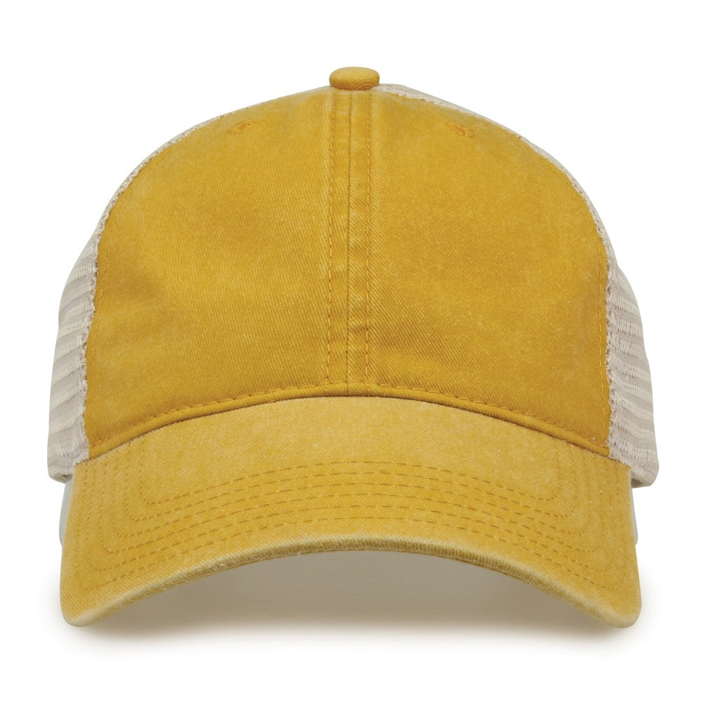 The Game Gb460 Pigment Dyed Twill & Soft Trucker Cap - Mustard