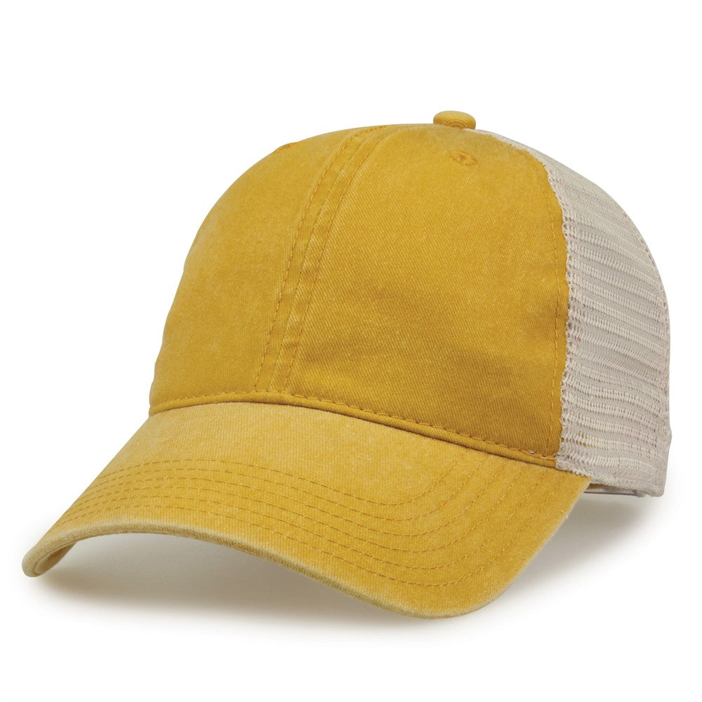 The Game Gb460 Pigment Dyed Twill & Soft Trucker Cap - Mustard