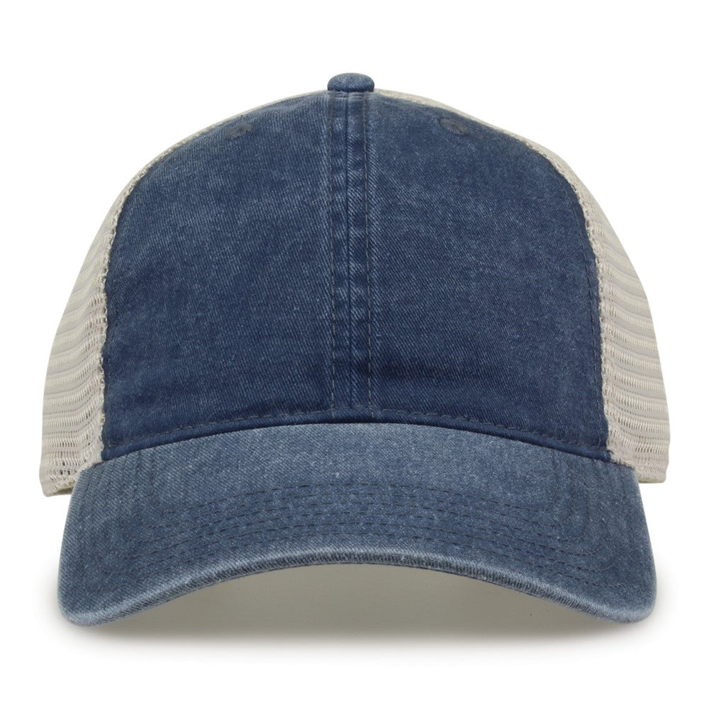 The Game Gb460 Pigment Dyed Twill & Soft Trucker Cap - Navy