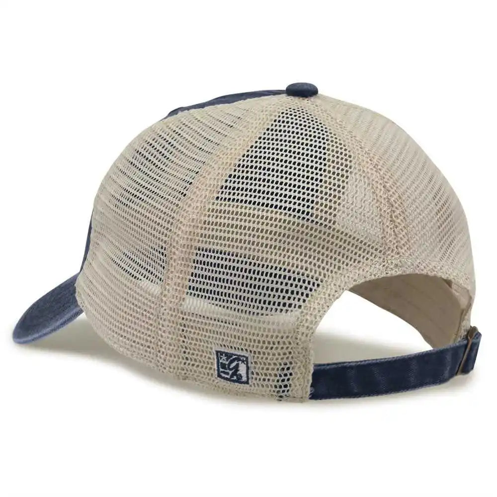 The Game Gb460 Pigment Dyed Twill & Soft Trucker Cap Navy Sand / one Size Fits Most