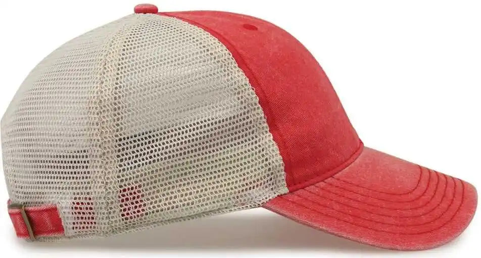 The Game Gb460 Pigment Dyed Twill &amp; Soft Trucker Cap Red Sand / one Size Fits Most