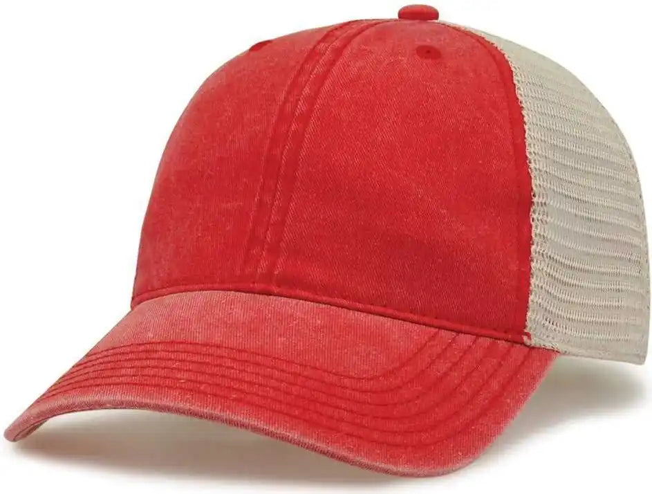 The Game Gb460 Pigment Dyed Twill &amp; Soft Trucker Cap Red Sand / one Size Fits Most