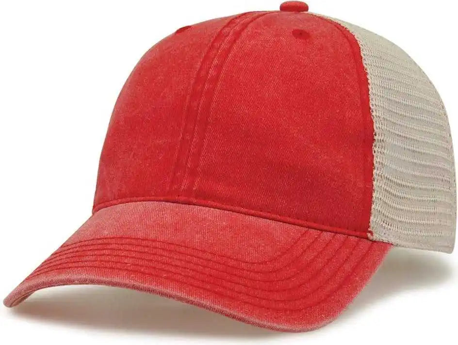 The Game Gb460 Pigment Dyed Twill & Soft Trucker Cap Red Sand / one Size Fits Most
