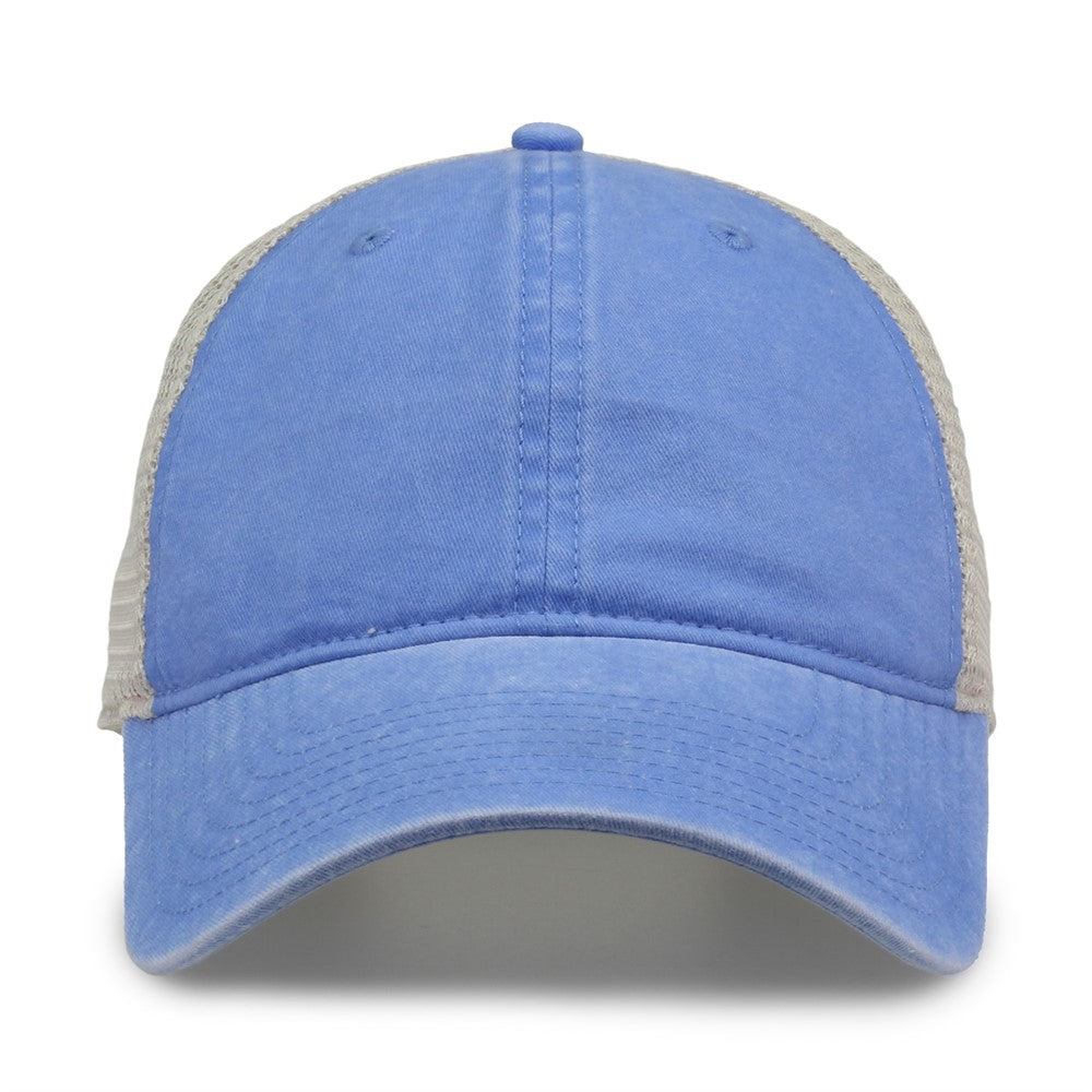 The Game Gb460 Pigment Dyed Twill & Soft Trucker Cap - Sky Blue