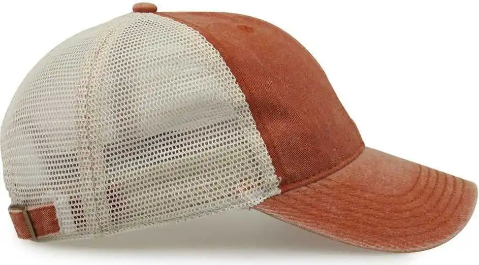 The Game Gb460 Pigment Dyed Twill & Soft Trucker Cap Texas Orange Sand / one Size Fits Most