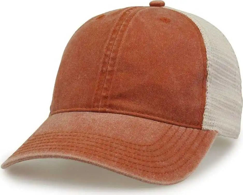 The Game Gb460 Pigment Dyed Twill & Soft Trucker Cap Texas Orange Sand / one Size Fits Most