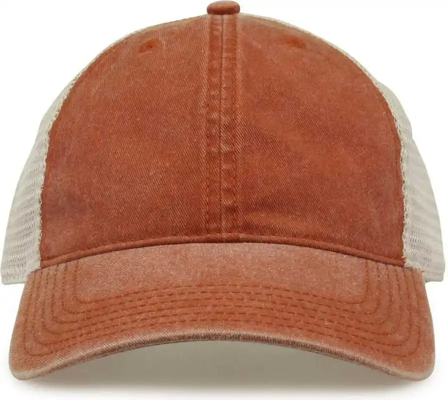 The Game Gb460 Pigment Dyed Twill & Soft Trucker Cap Texas Orange Sand / one Size Fits Most