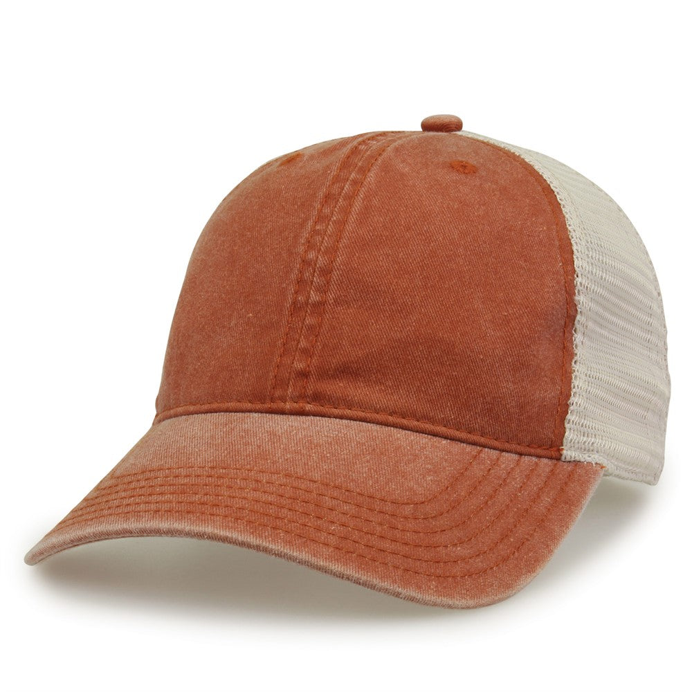 The Game Gb460 Pigment Dyed Twill & Soft Trucker Cap - Texas Orange